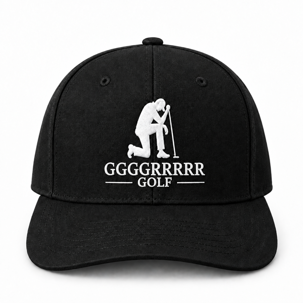 Black snapback with white embroidery