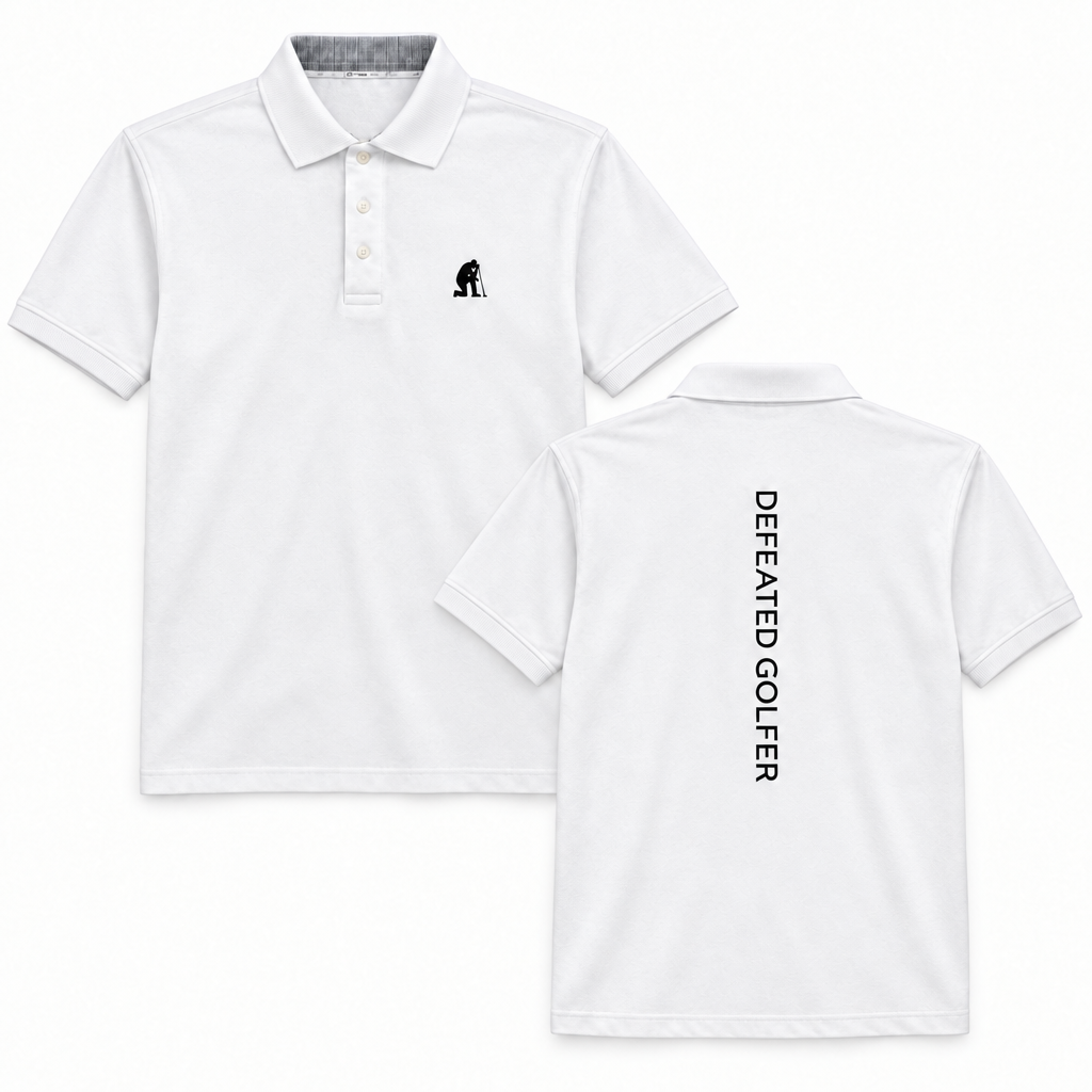 Defeated Golfer polo with plain sleeves