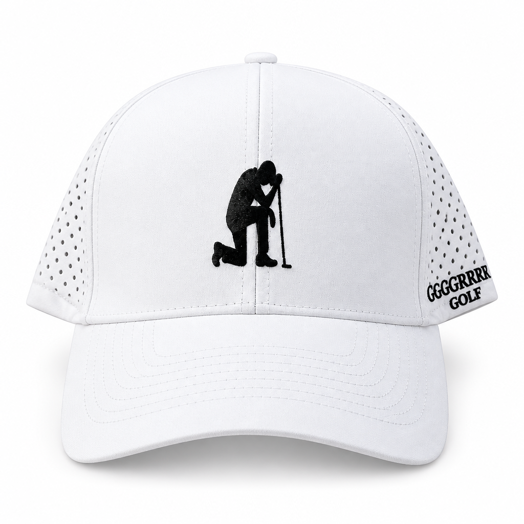 Defeated Golfer Snapback, White with Black Logo