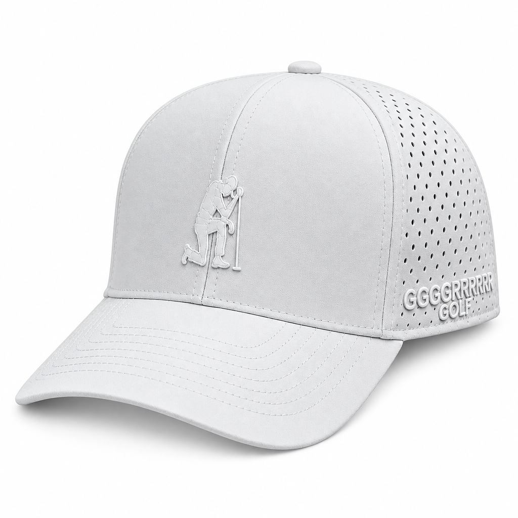 Defeated Golfer Snapback, White on White