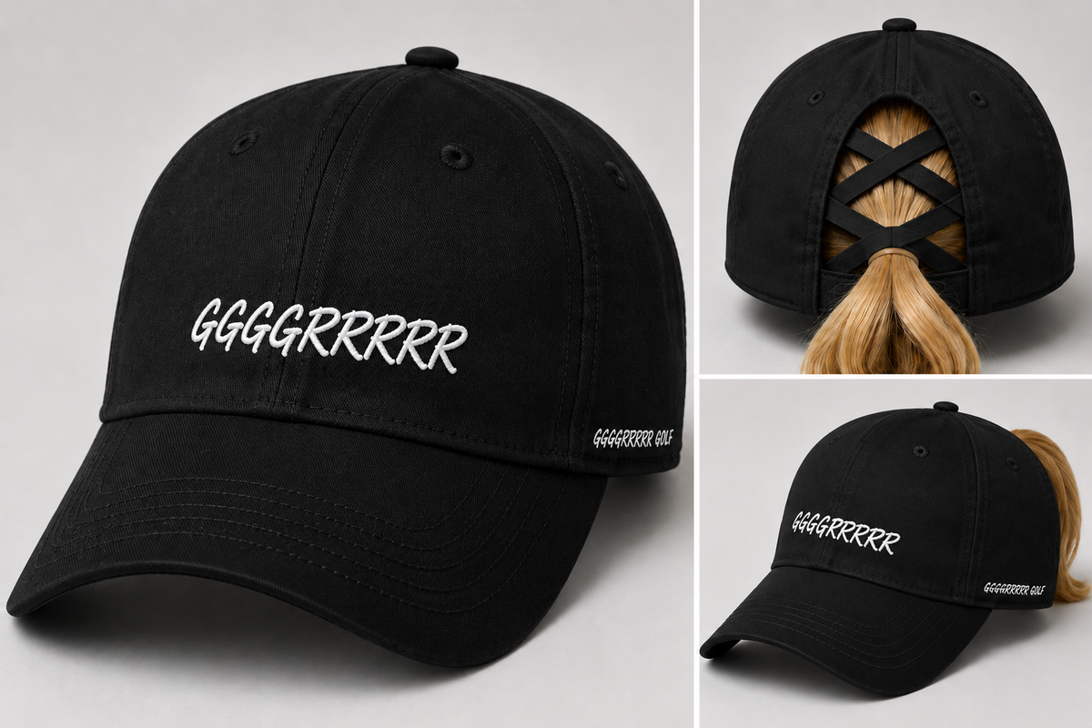 Woman's GGGGRRRRR criss-cross ponytail hat