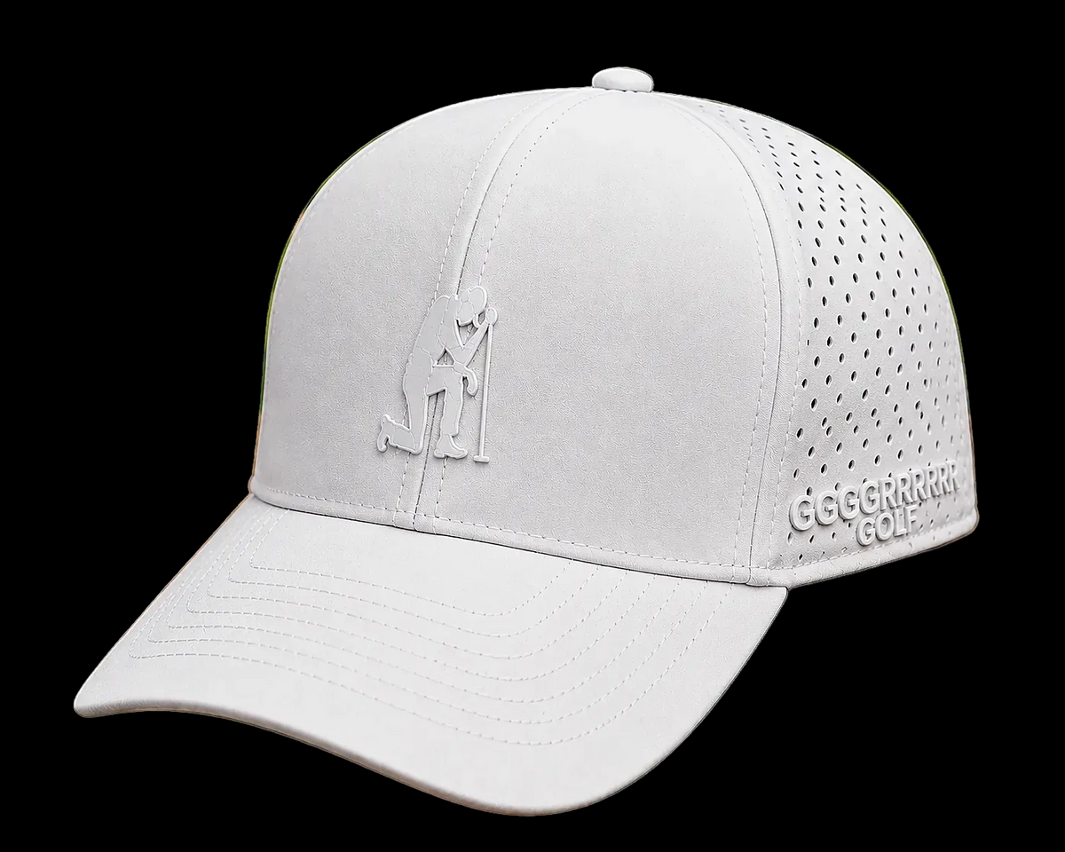 Defeated Golfer Snapback, White on White