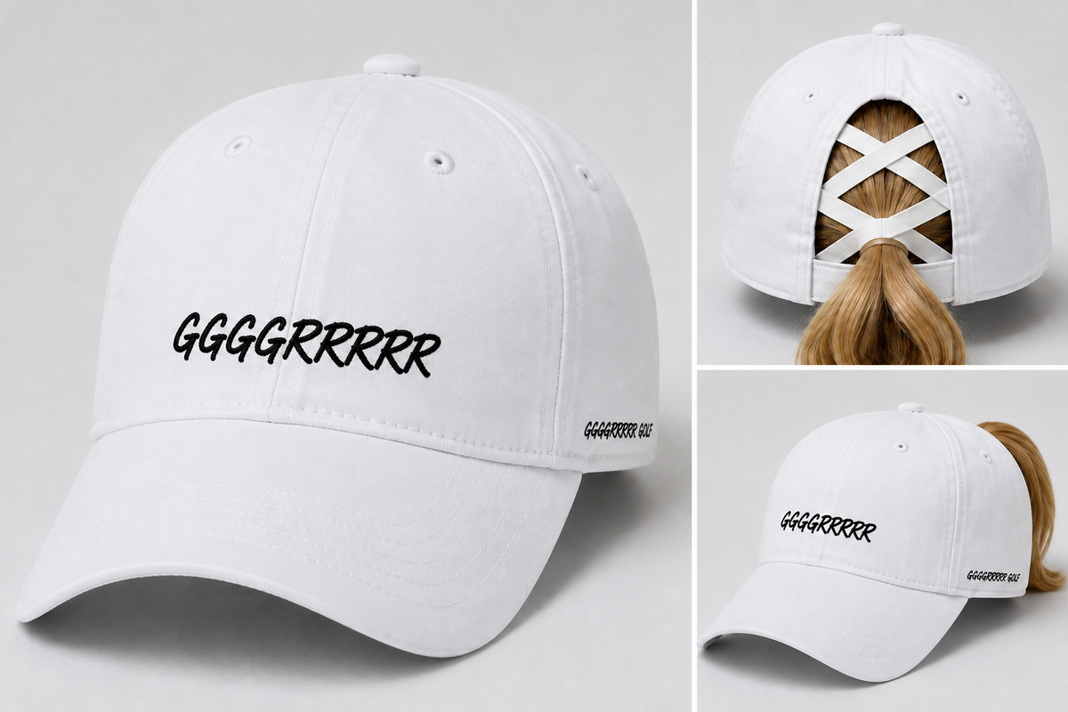 Woman's GGGGRRRRR criss-cross ponytail hat