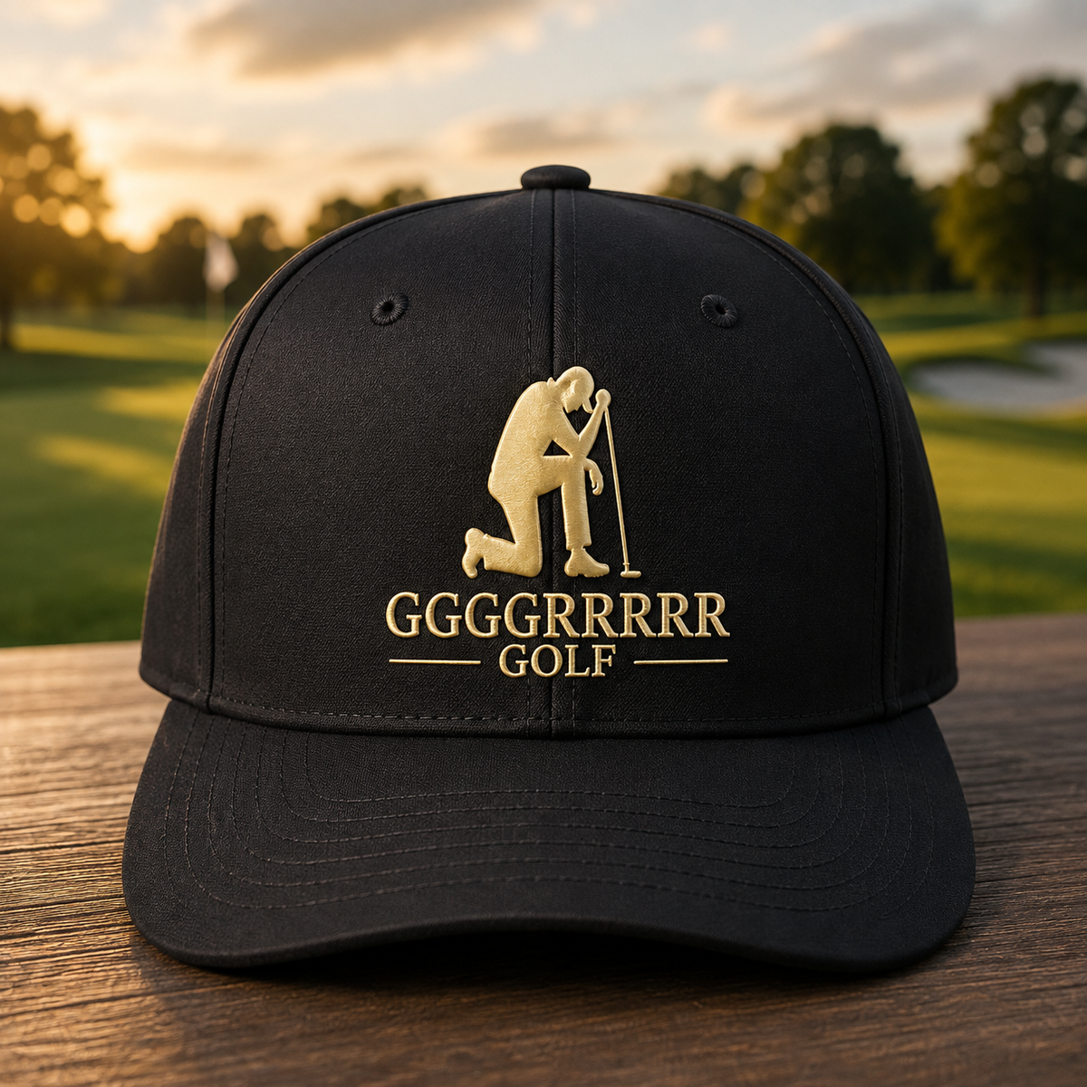 Defeated Golfer Snapback  Black & Gold